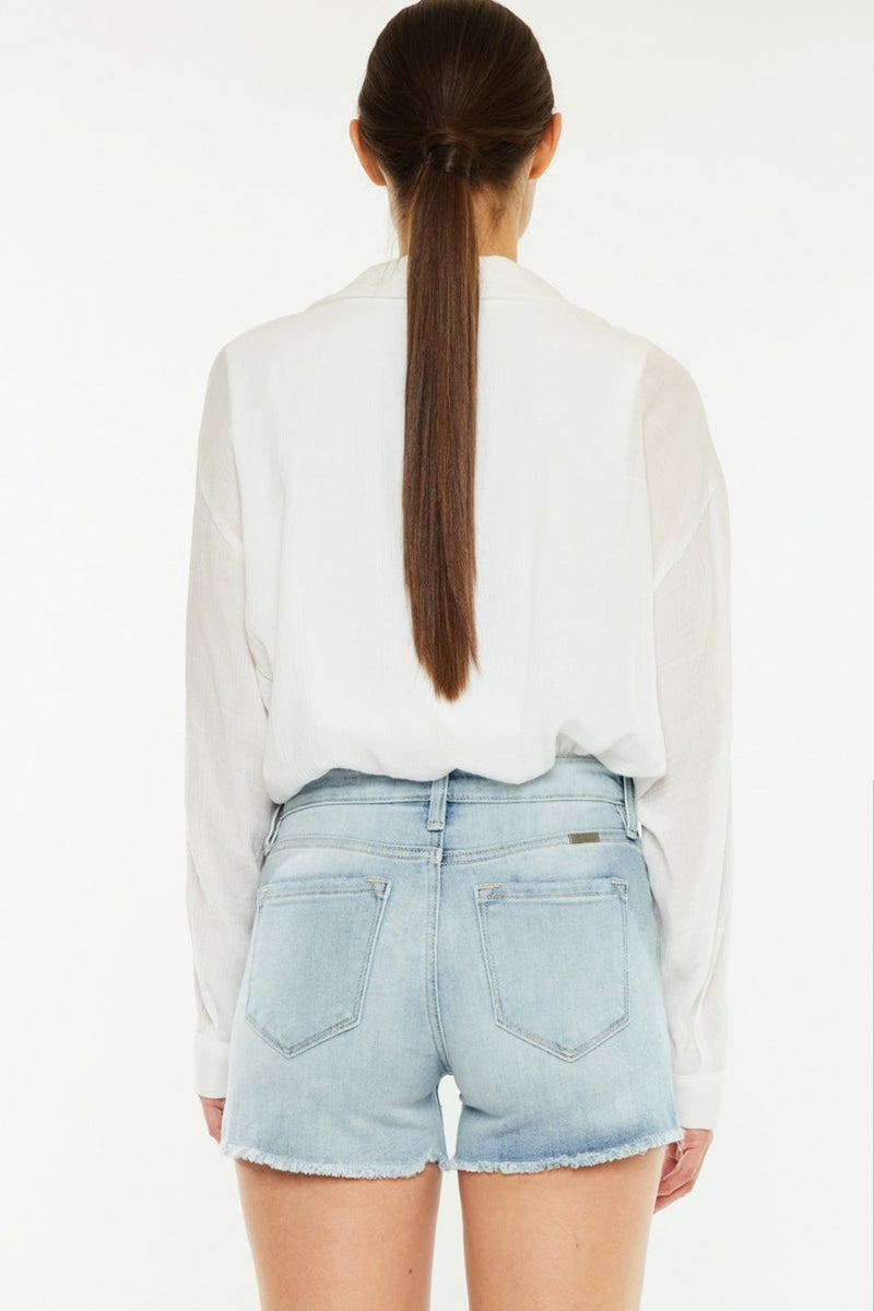 Kancan High Rise Side Slit Denim Shorts Trandify deal