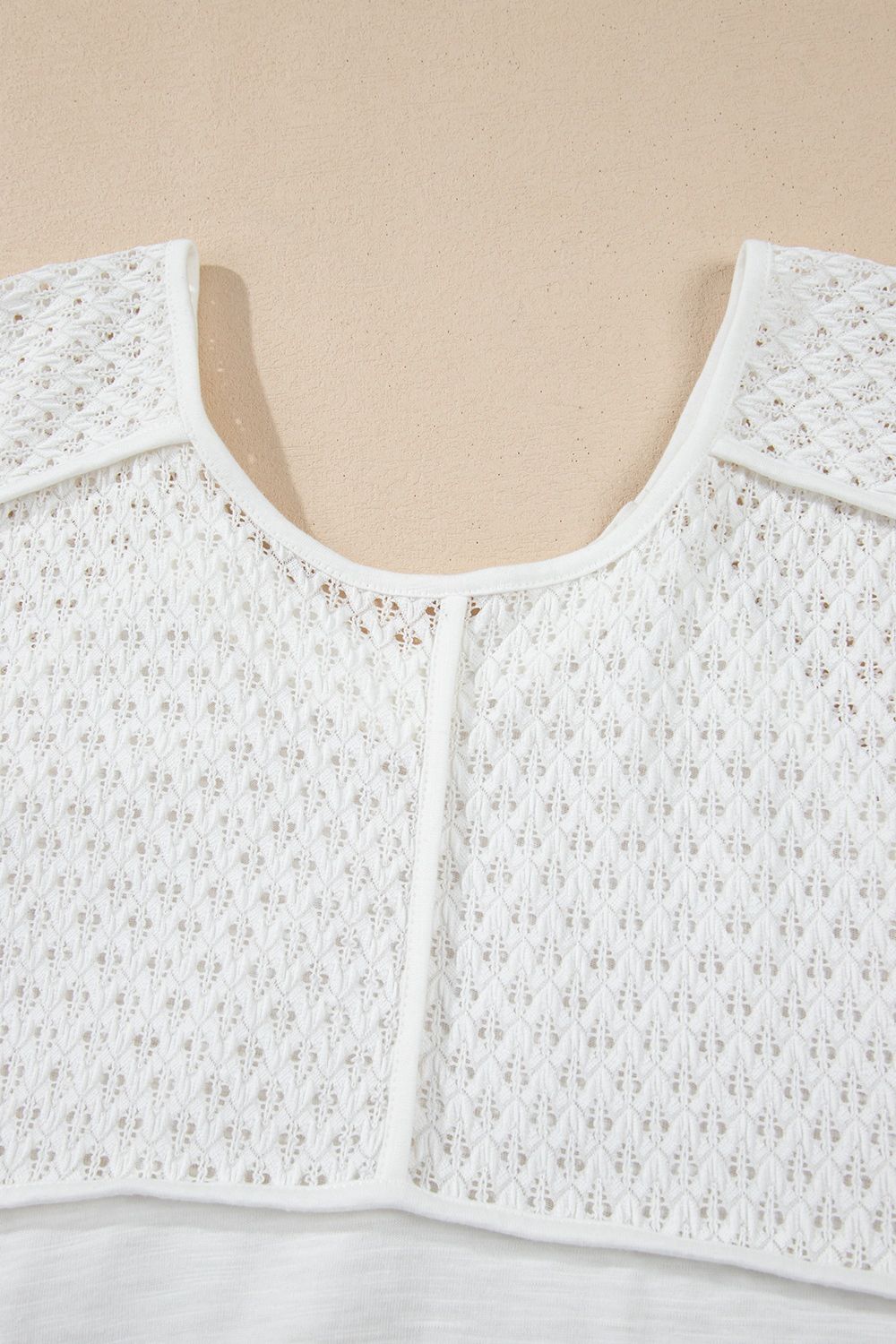 Trendy Openwork High-Low Hem V-Neck Oversized Top for Women – Casual & Boho Chic Blouse