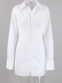 Petite women’s collared shirt dress – trendy fall fashion