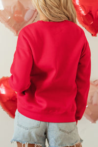 Valentine’s Day XOXO Round Neck Drop Shoulder Sweatshirt Trandify Deal