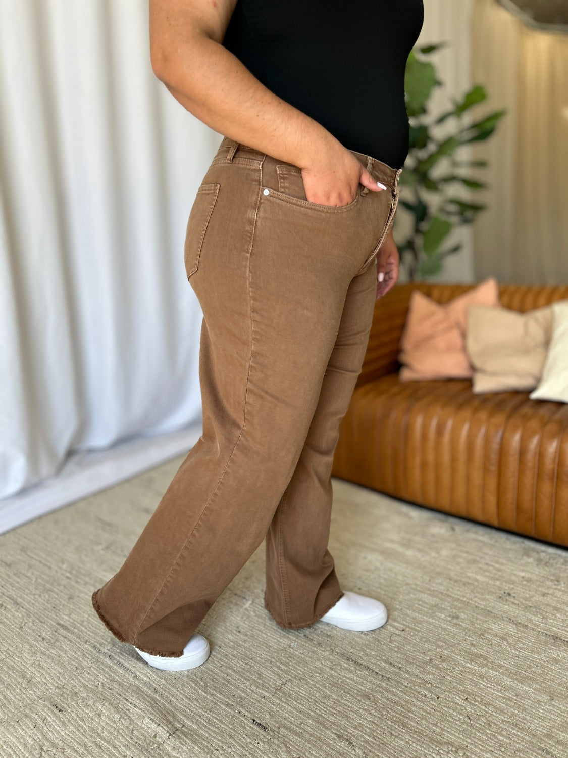 RFM Full Size High Rise Garment Dye Wide Leg Jeans Trandify Deal