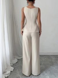 Plus-size friendly wide leg pants and matching top set for casual wear