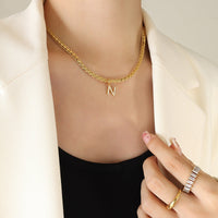 Brass Inlaid Zircon Letter Pendant Necklace Trandify Deal