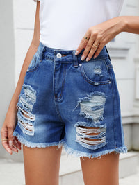 Distressed Raw Hem Denim Shorts Trandify deal