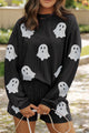 Glitter Ghost Round Neck Long Sleeve Top and Shorts Set - Trandify Deal