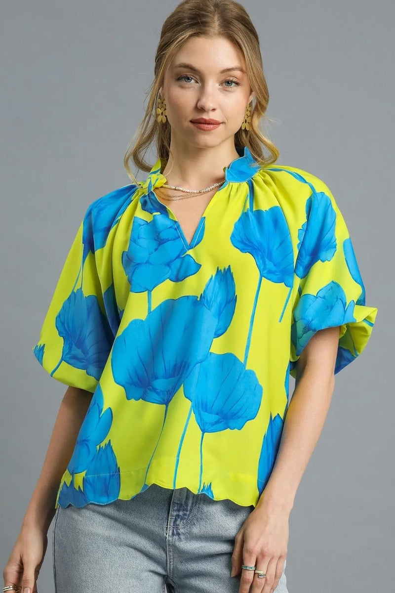 Umgee Floral Blouse – Casual Loose Fit Tunic – Summer Fashion for Women