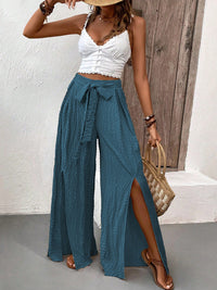 Tied Slit Wide Leg Pants Trandify deal