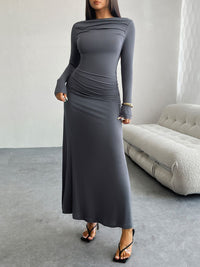 Devine Ruched Long Sleeve Maxi Dress Trandify Deal