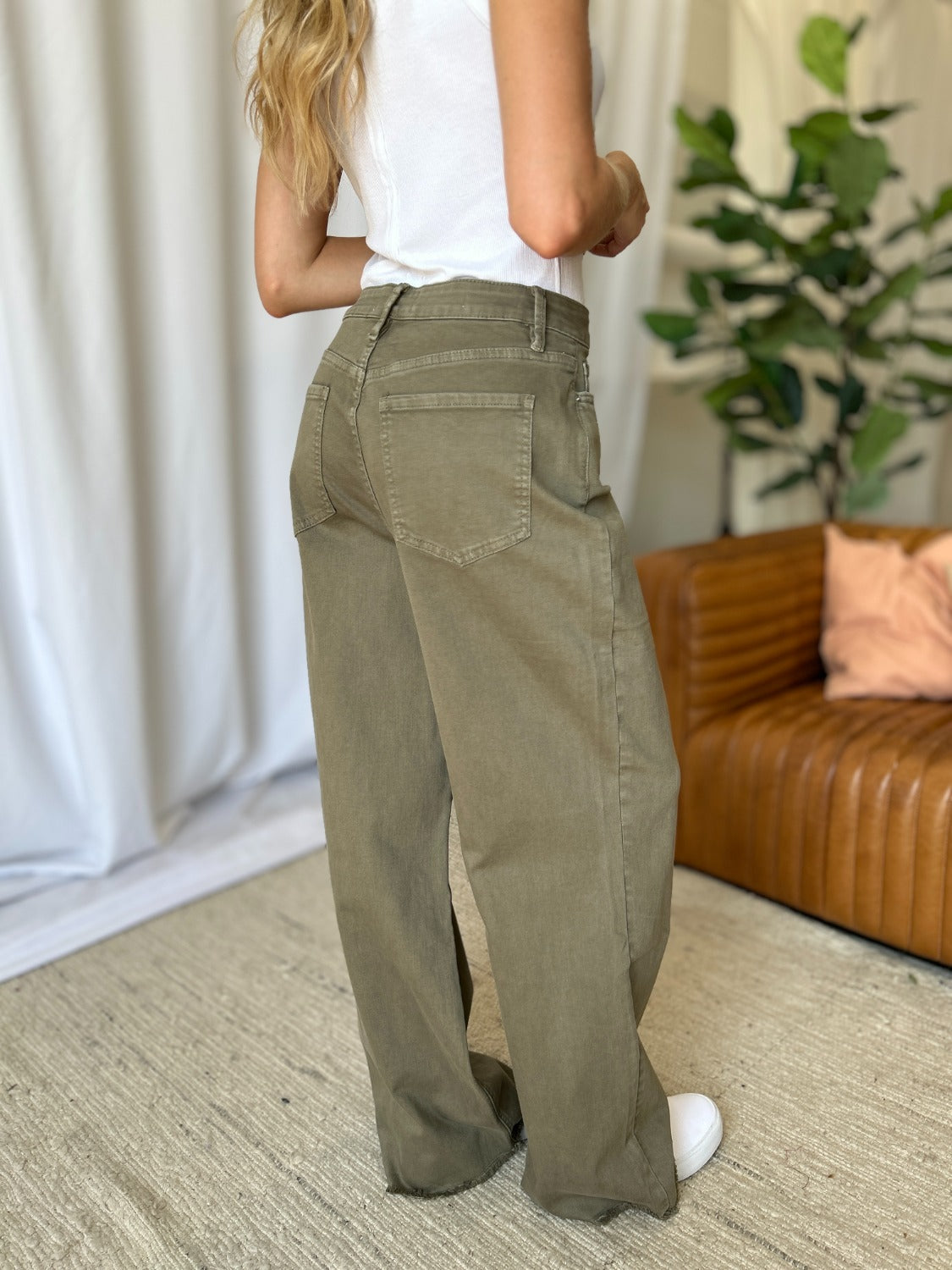 RFM Full Size High Rise Garment Dye Wide Leg  Jeans Trandify Deal