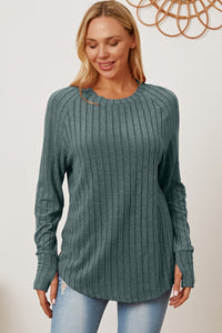 Basic Bae Full Size Ribbed Thumbhole Sleeve T-Shirt Trandify Deal