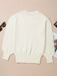 Floral Textured Puff Sleeve Sweater for Women | Trendy Top