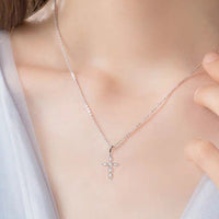 925 Sterling Silver Moissanite Cross Pendant Necklace Trandify Deal