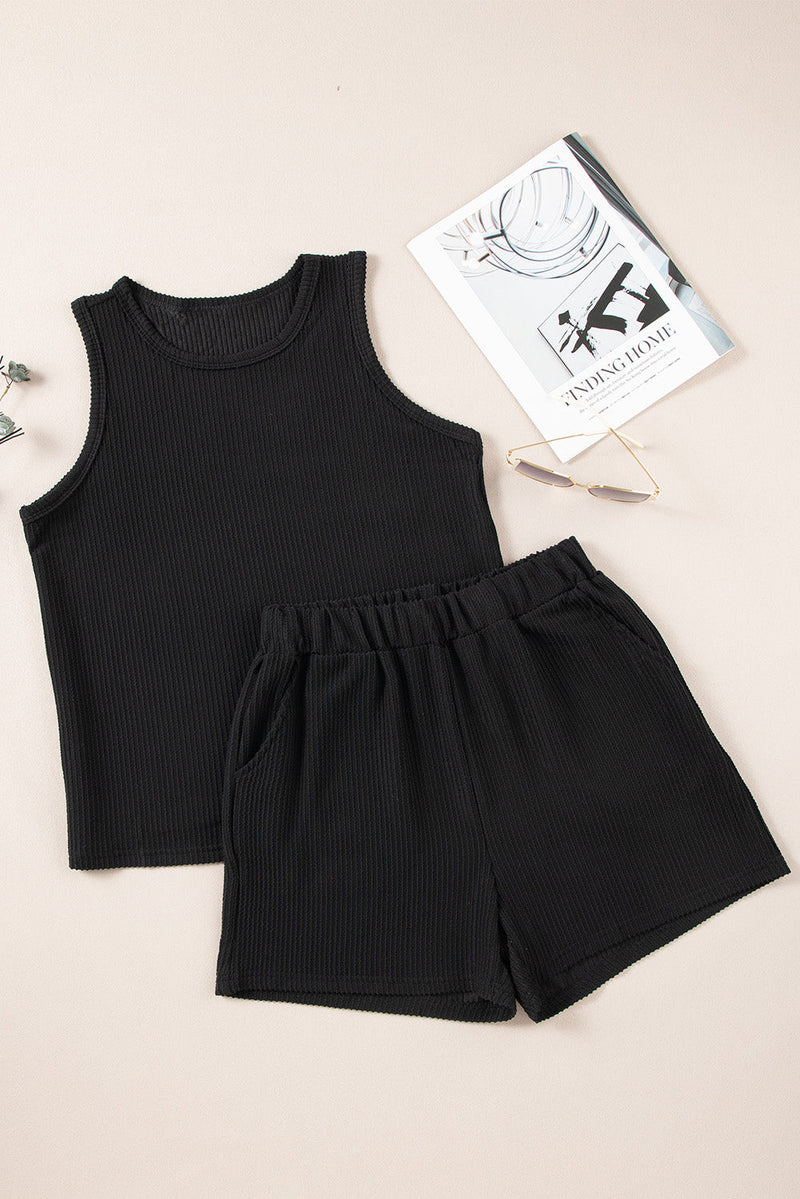 Round Neck Sleeveless Top and Shorts Set Trandify deal