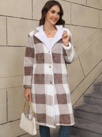 Cozy Plaid Fleece Longline Winter Coat for Women