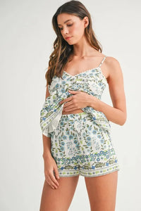 Floral Printed Peplum Top and Shorts Set for Women – Trendy Summer Outfit – TrandifyDeal