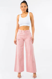 Trendy Distressed Denim Wide Leg Jeans – High Waist Comfort Fit