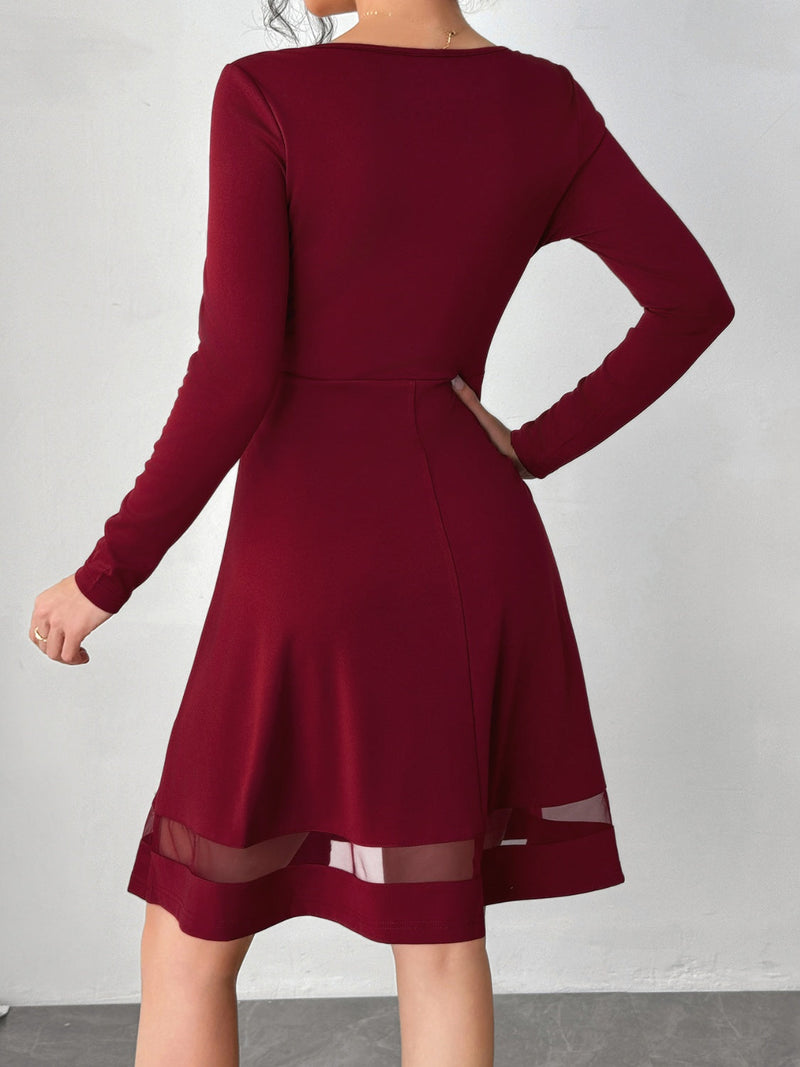 Square Neck Long Sleeve Mini Dress Trandify deal