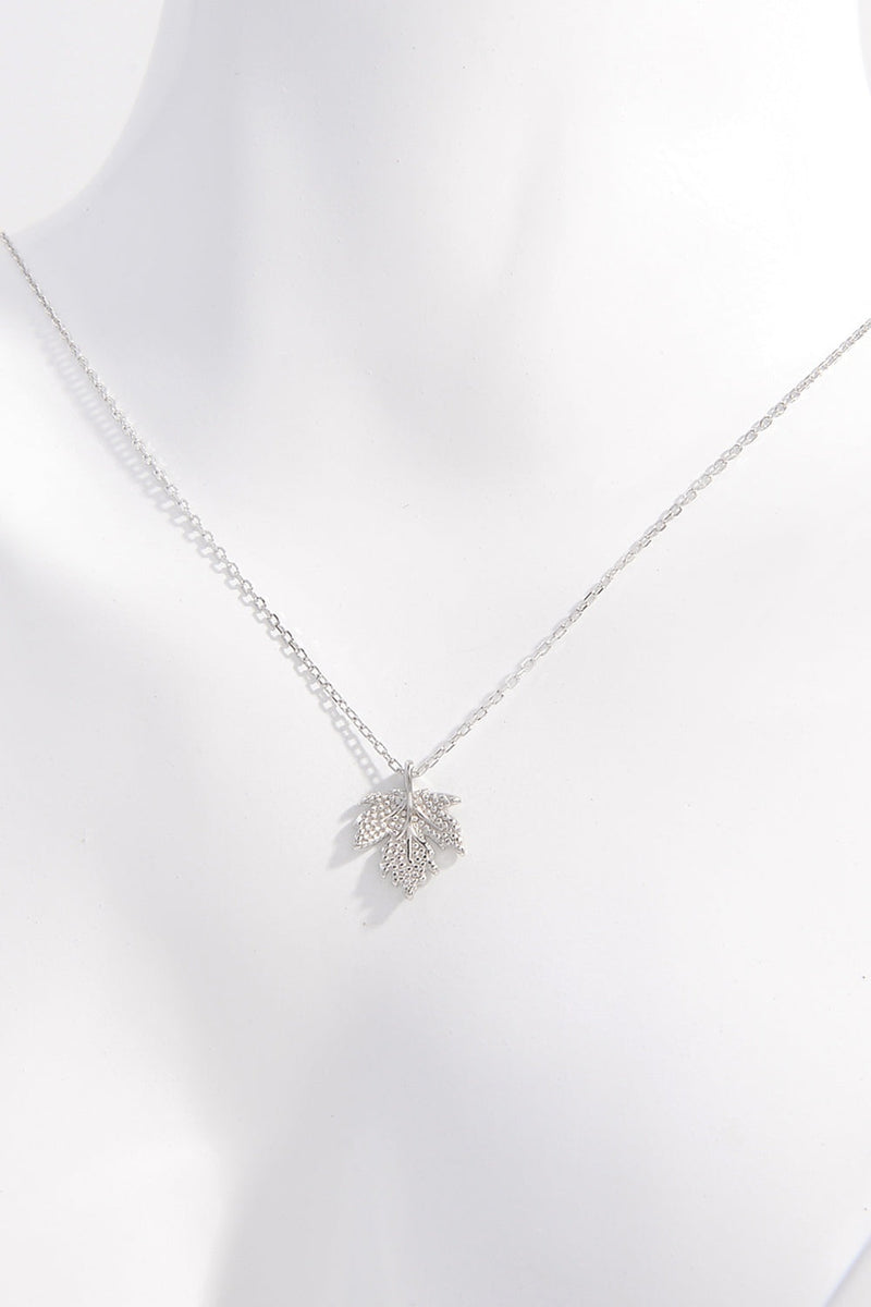 925 Sterling Silver Zircon Maple Leaf Necklace Trandify Deal