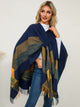 Fringe Contrast Plaid Poncho Trandify Deal