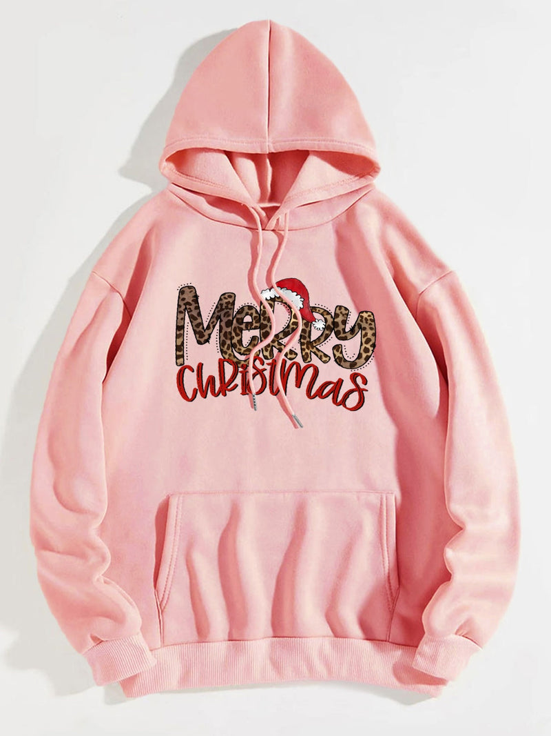 MERRY CHRISTMAS Graphic Drawstring Hoodie Trandify deal