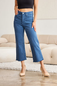 RFM Full Size Tummy Control High Waist Raw Hem Jeans Trandify deal