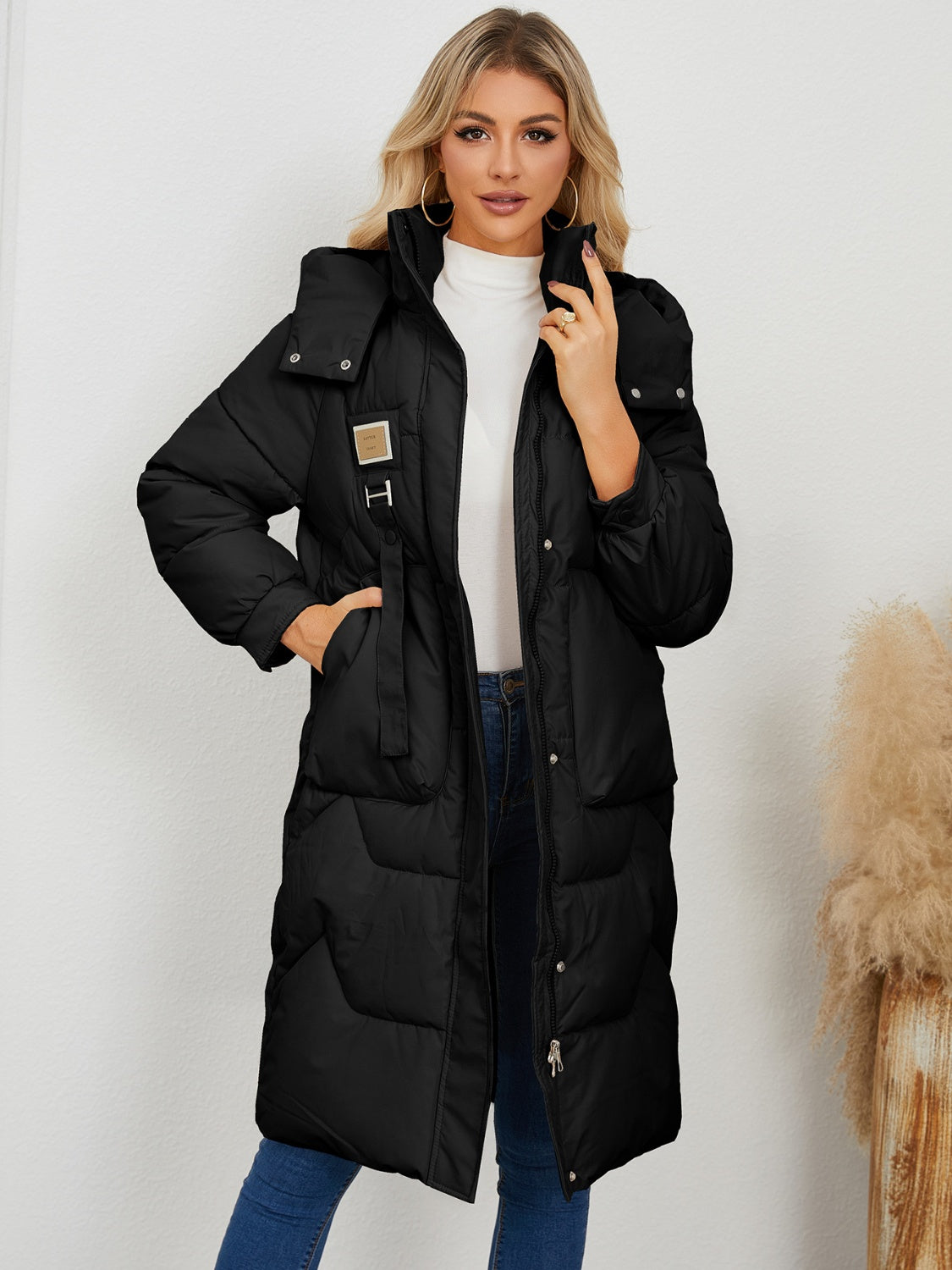 Long Sleeve Longline Hooded Winter Coat Trandify Deal