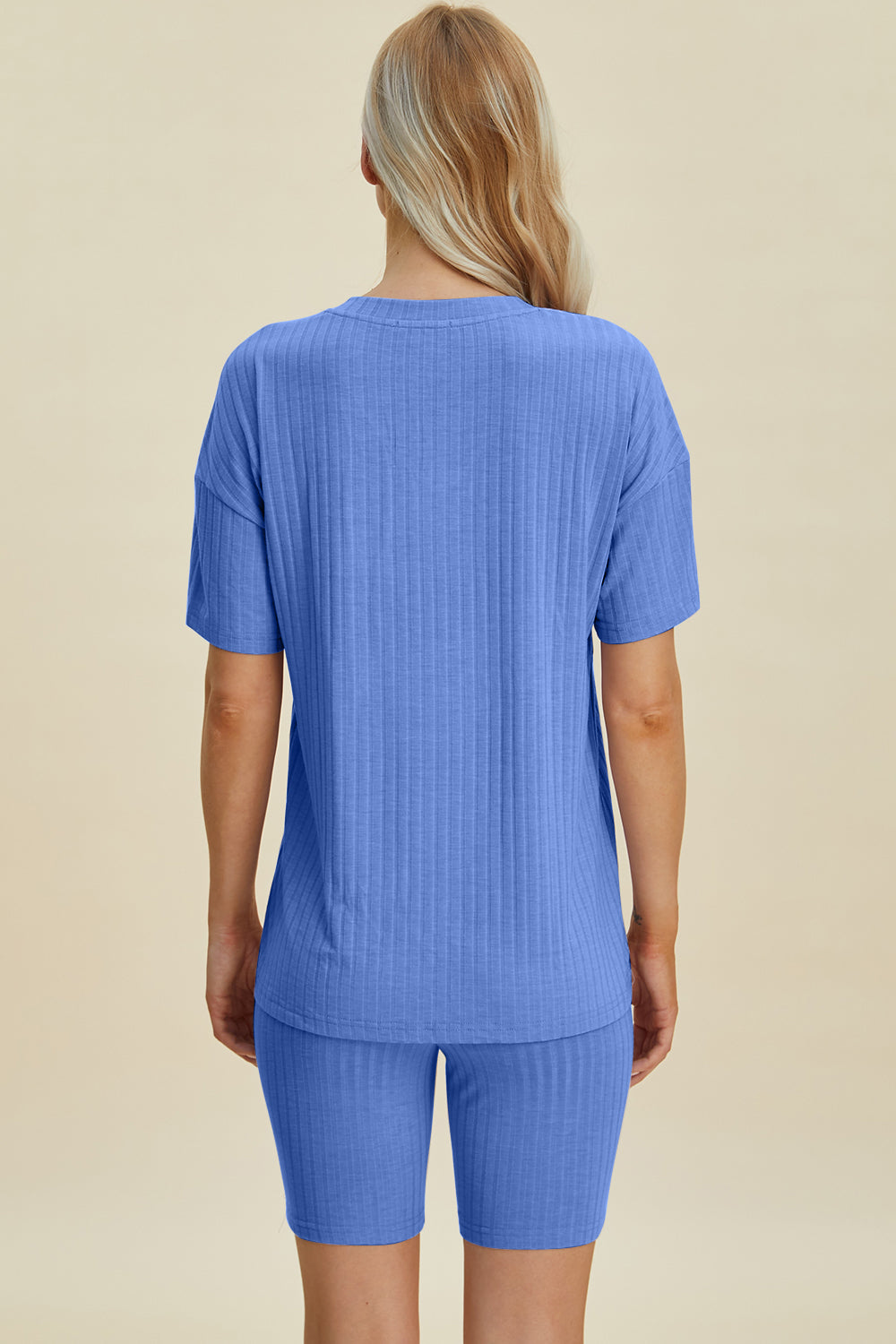 Basic Bae Full Size Ribbed V-Neck Short Sleeve Top and Shorts Set Trandify deal
