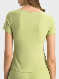 Notched Short Sleeve Active T-Shirt Trandify Deal