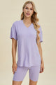 Basic Bae Full Size Ribbed V-Neck Short Sleeve Top and Shorts Set Trandify deal