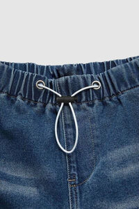 Trendy Drawstring Waist Wide Leg Shirred Jeans for Women – Trandify Deal