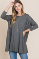 BOMBOM Round Neck Long Sleeve Oversized Top Trandify Deal