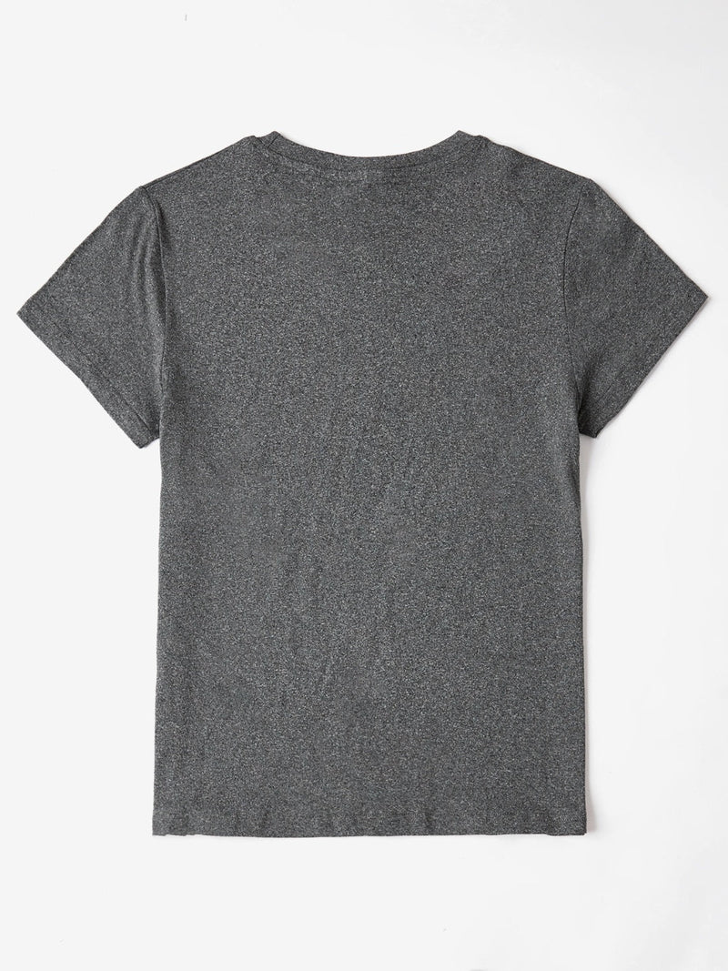 Letter Graphic Round Neck Short Sleeve T-Shirt Trandify Deal