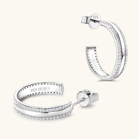 925 Sterling Silver Inlaid Moissanite C-Hoop Earrings Trandify Deal