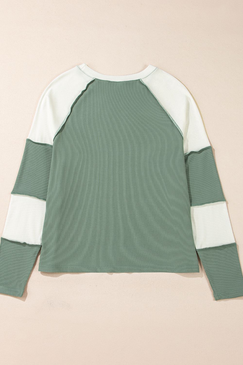 Color Block Round Neck Raglan Sleeve Top Trandify Deal