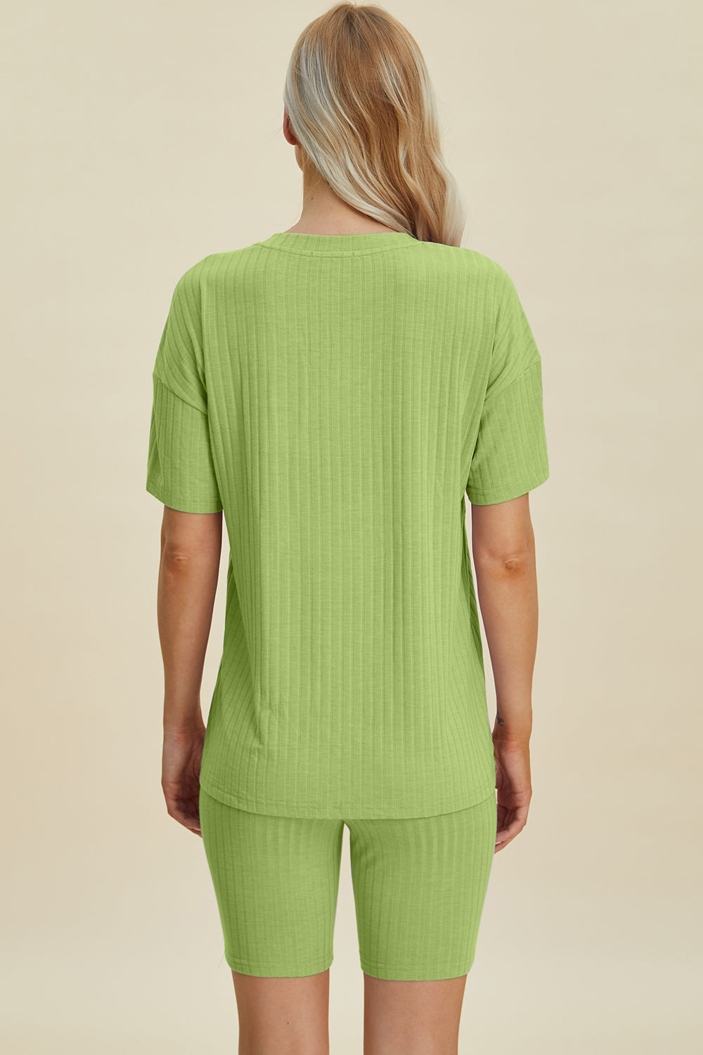 Basic Bae Full Size Ribbed V-Neck Short Sleeve Top and Shorts Set Trandify deal