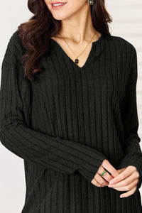Basic Bae Full Size Notched Long Sleeve Top and Pants Set Trandify Deal