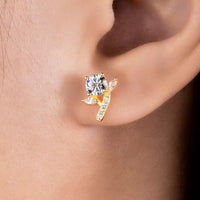 2 Carat Moissanite Stud Earrings for Women, 925 Sterling Silver