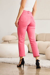 RFM Full Size Tummy Control High Waist Raw Hem Jeans Trandify deal