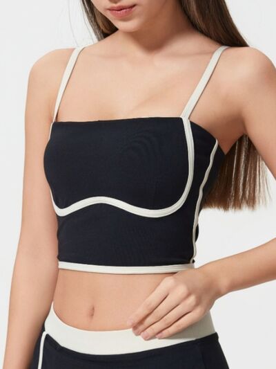 Women’s square neck active cami top with detachable chest pads for workouts and casual wear
