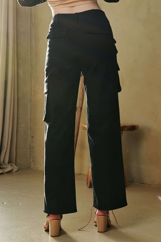 Davi & Dani Flap Pocket Mid Rise Cargo Pants Trandify Deal
