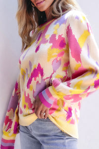 Contrast Round Neck Long Sleeve Sweater Trandify deal