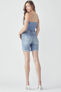RISEN High Rise Distressed Denim Shorts Trandify deal