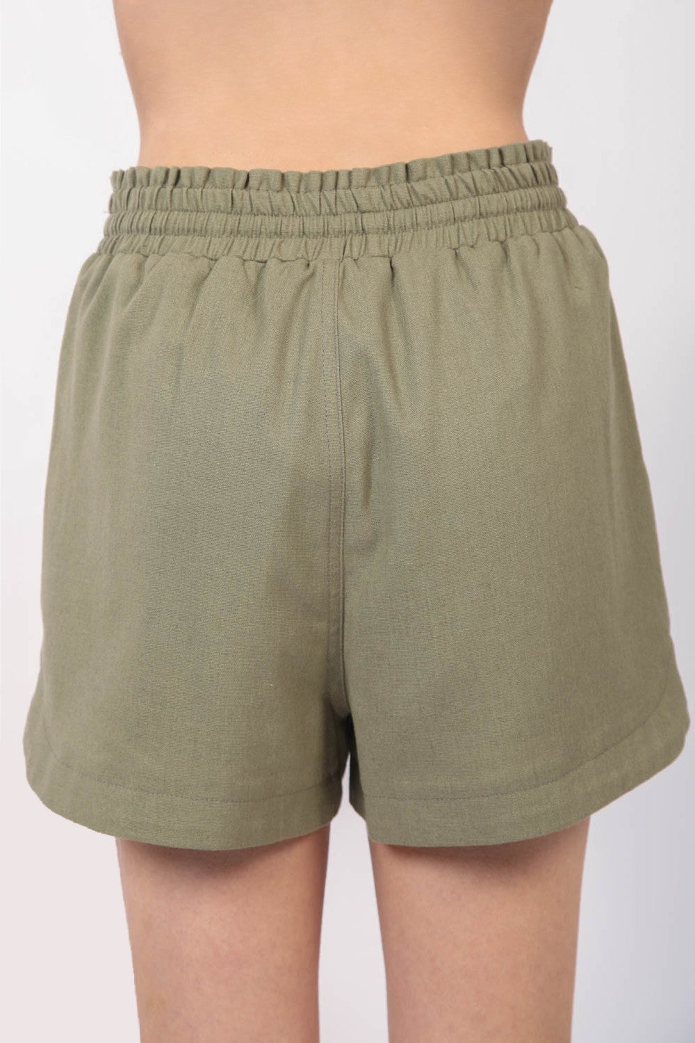 VERY J Drawstring Elastic Waist Linen Shorts Trandify Deal