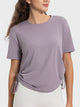 Millennia Drawstring Round Neck Short Sleeve Active T-Shirt Trandify deal