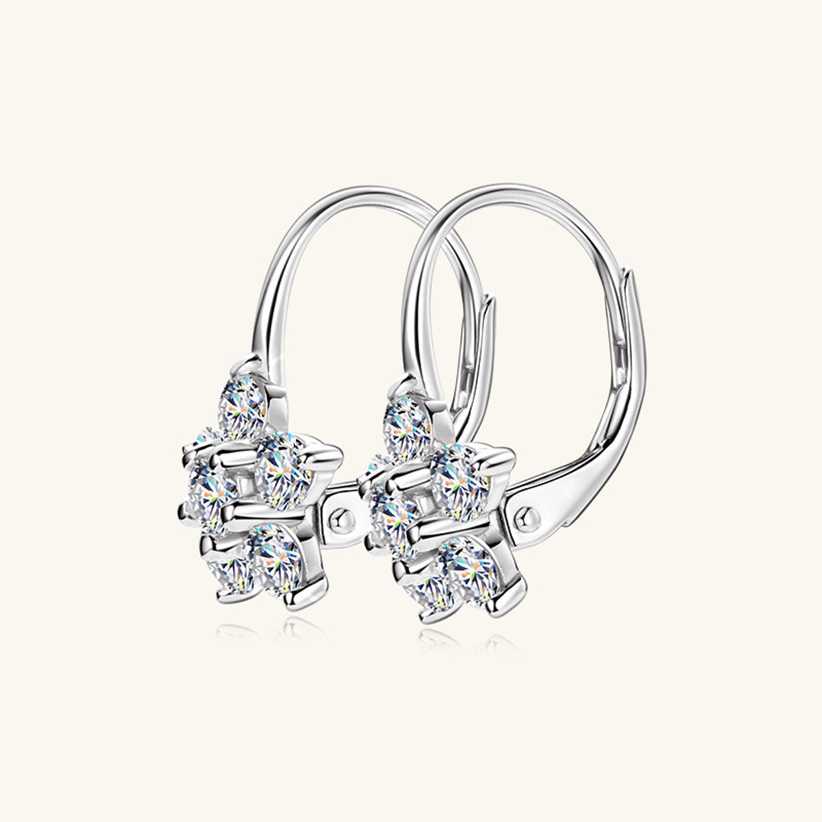 1.2 Carat 925 Sterling Silver Moissanite Flower Huggie Earrings Trandify Deal