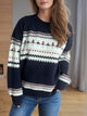 Contrast Round Neck Dropped Shoulder Sweater Trandify Deal