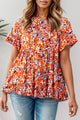 Plus Size Floral Round Neck Tiered Blouse Trandify deal