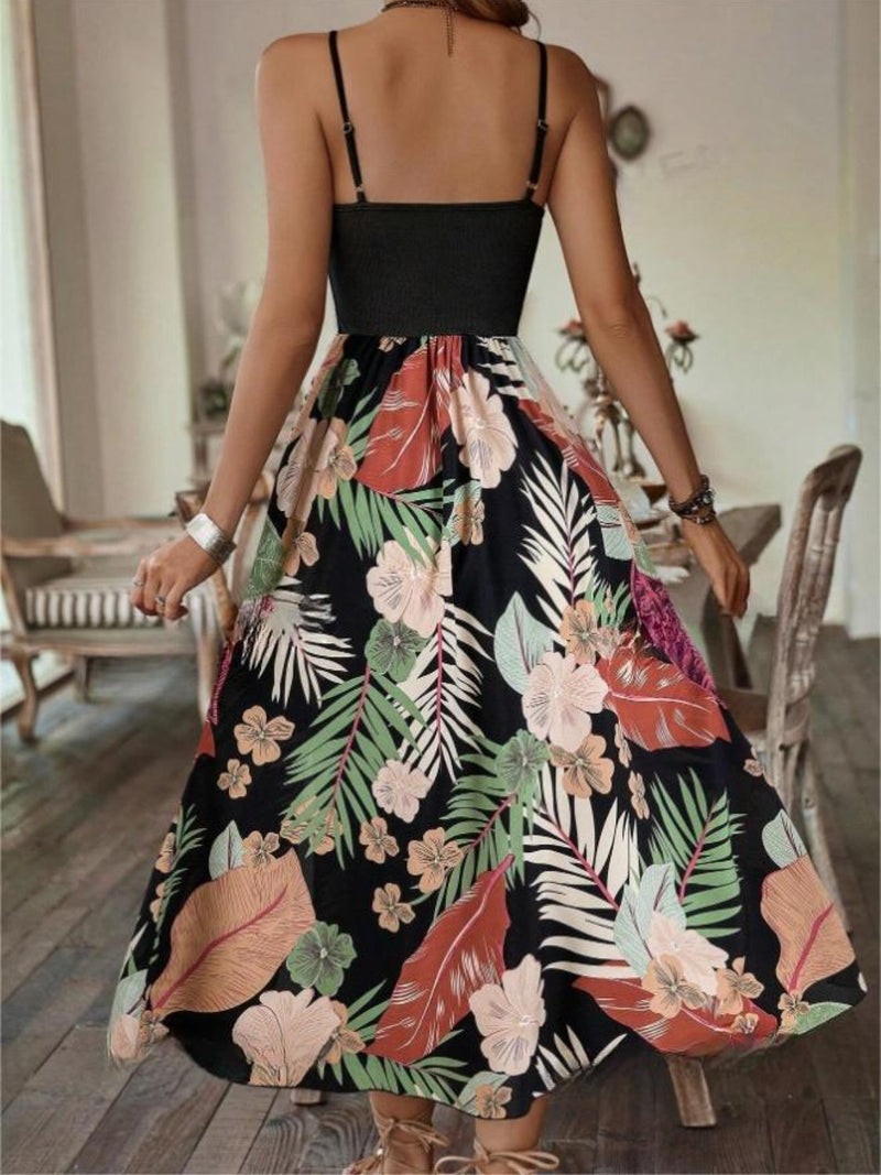 Slit Printed Scoop Neck Cami Dress Trandify Deal