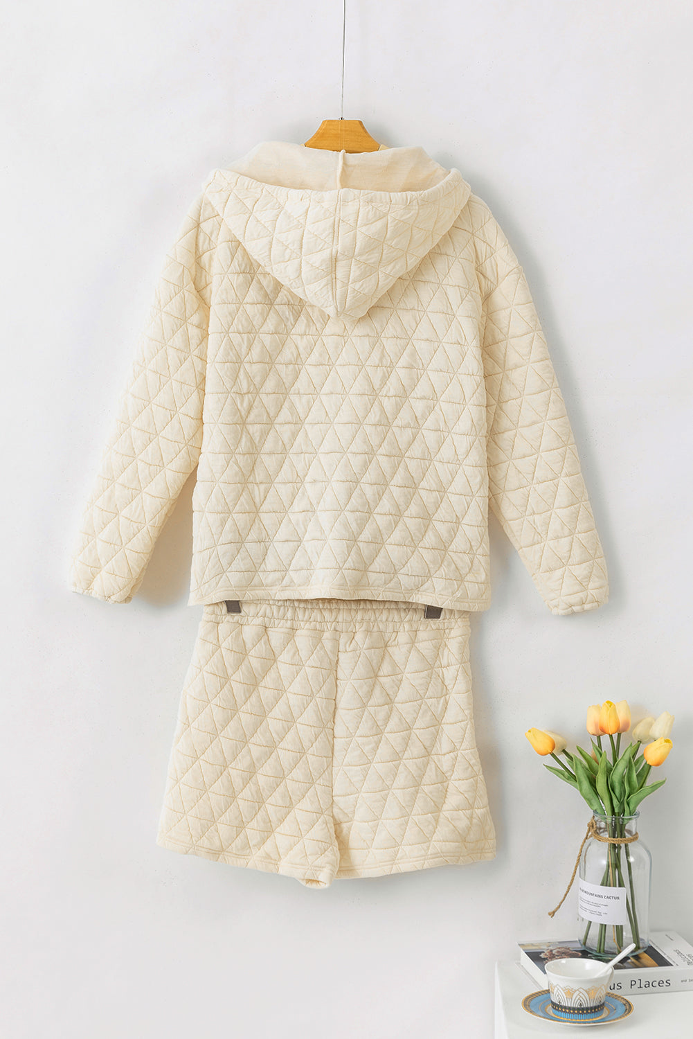 Drawstring Quilted Hooded Top and Shorts Set Trandify Deal