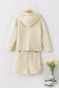 Drawstring Quilted Hooded Top and Shorts Set Trandify Deal